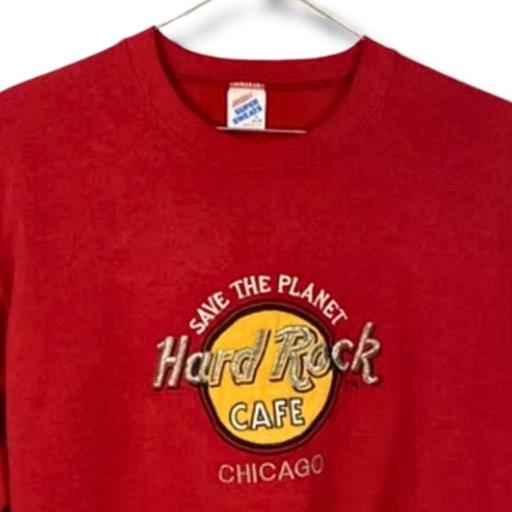 Vintage Jerzees Red Hard Rock Chicago Sweatshirt Size XL